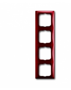 Рамка с декоративной накладкой на 4 поста, Basic, foyer-красный