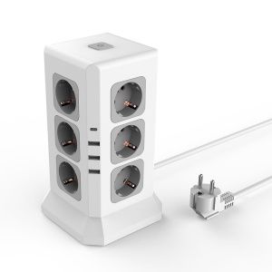 Удлинитель Tower Extended 12 Euro 16A, 4 USB 3A+C с блоком 5В/3.4А, кабель 2,0м RocketSocket, цвет б