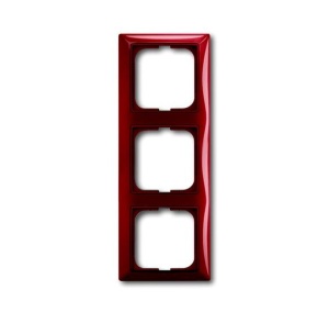Рамка с декоративной накладкой на 3 поста, Basic, foyer-красный